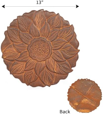 Sungmor Vintage Cast Iron Lotus Stepping Stone, Full Rust - Image 2