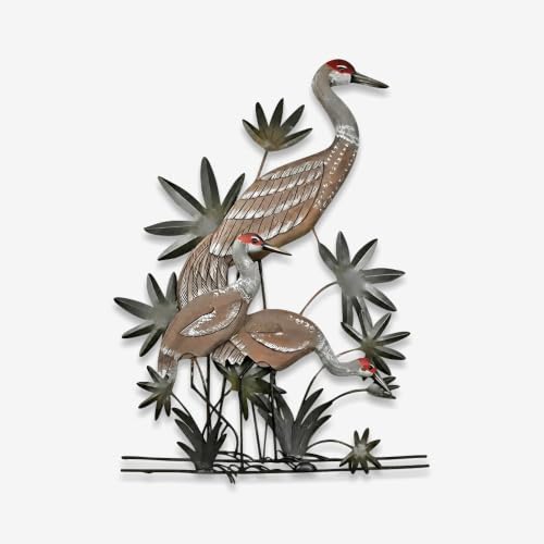 Sandhill Crane Metal Wall Art Rustic Heron Plaque Large Wildlife Sculpture for Garden Patio Porch Outdoor Decor Elegant Bird Silhouette Home Living Room Ornament (16 INCH) - Image 2