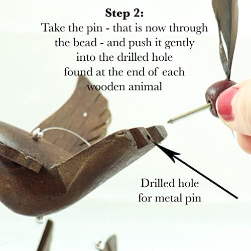 Candlestock Handmade Wooden Animal Hanging Wind Spinners - Giraffe - Image 5