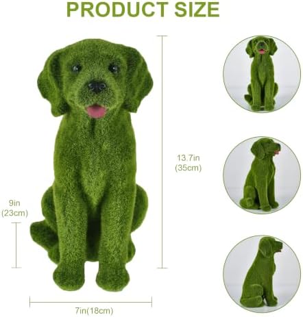 13.78" Garden Statue Flocked Dog Figurine Resin Puppy Yard Green - Image 3