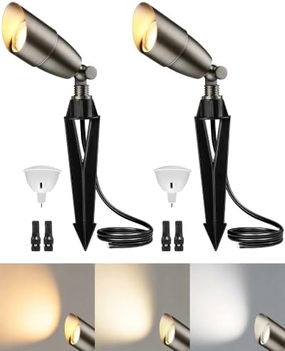 LITFIT 2Pack Brass Low Voltage Landscape Spotlight, 3CCT MR16 Bulb Included by LITFIT