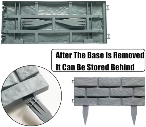 Brick Effect Garden Fence,Flower Bed Border Detachable Splicing Garden Fence,Simulation Bricks Fencing Panels Garden Edging Decoration,4 Pieces,Grey. - Image 3