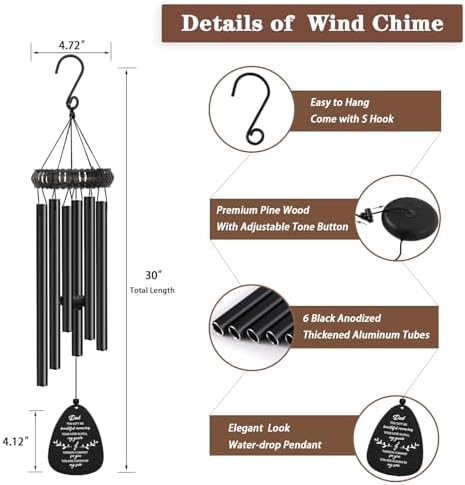 Memorial Gifts for Loss of Dad, 30" Metal Memorial Wind Chimes for Loss of Father, Windchimes In Memory of Dad, Sympathy Bereavement Gifts for Loss of Father - Image 4
