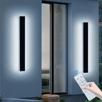 2 Pack Long Outdoor Wall Sconce, 47.2inch Modern Exterior Light Fixture, IP65 Waterproof, 3000K-6000K Dimmable, Strip Wall Mount Lighting for Patio, Garden, Garage with Remote Control by Daoseolo