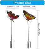 Metal Solar Garden Light Colorful Butterfly, Red - Image 3