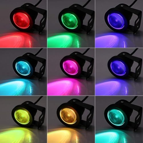 Outdoor Spotlights - LED Fountain Lamp, Submersible RGB Pool Lights, 10W Rotation Underwater Light with Remote Control, IP68 Waterproof Underwater Pond Spotlights(A,10W(12V)) - Image 3