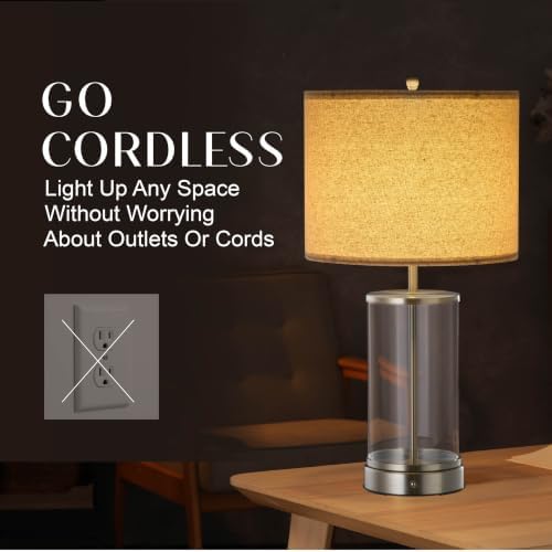 O’Bright Luma - Battery Powered Table Lamp (Brushed Nickel, 24-inch) - Image 2