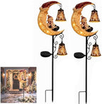 Solar Halloween Black Cat & Pumpkin Moon Garden Stake Light,2-in-1 Waterproof Outdoor LED Yard Decor with Hanging Lantern,Auto Dusk-to-Dawn Lawn Ornament for Pathway,Patio, Walkway (Color-C-2PCS) by HZSprance