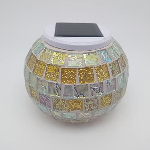 Lxcom Lighting Solar Color Changing Mosaic Lamp Glass 3D Colorful Ball Lights Globe Ball Rechargeable Solar Table Lamp Decorative Waterproof Solar Night Light for Outdoor Indoor Garden Patio Yard - Image 4