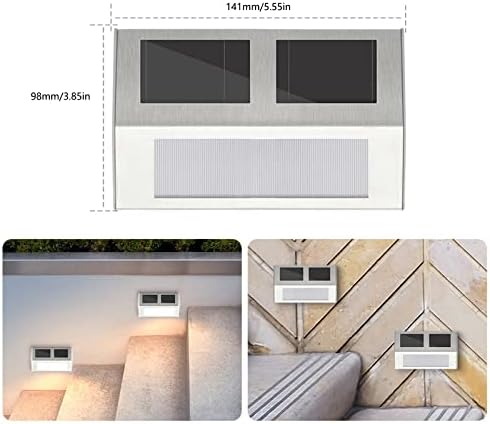Solar Deck Lights Outdoor, 2 LED Solar Step Lights Outdoor Waterproof Warm White, Solar Powered Stair Lights Lighting for Fence Yard Patio Garden Pathway Walkway, 4 Pack - Image 2