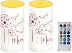 Pink Dandelion Flower Flameless LED Candles Electric Candles Set of 2 with Remote Control Timer Multicolor Light Happy Mother's Day Deor Gifts for Mom by NETILGEN