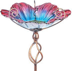 MUMTOP Glass Birdbath Birdfeeder with Metal Stake Garden Yard Outdoor by MUMTOP