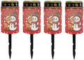 Poceacles Outdoor Lights Solar Grave Candle Solar Cemetery Candles LED Automatic Outdoor Flameless Cemetery Lights for Christmas, Cute Snowman Reindeer Red, Pack of 4 by Poceacles