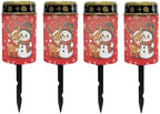 Poceacles Outdoor Lights Solar Grave Candle Solar Cemetery Candles LED Automatic Outdoor Flameless Cemetery Lights for Christmas, Cute Snowman Reindeer Red, Pack of 4 by Poceacles