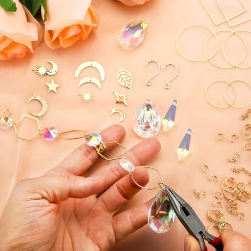 CREATCABIN 400Pcs DIY Suncatchers Making Kits Crystal Sun Catcher Kit Prism Suncatcher Supplies Craft Stained Glass Window Hanging with Rainbow Maker Pendant for Adults Indoor Outdoor Garden Decor - Image 3