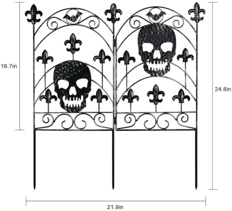 hogardeck 2PCS Halloween Decorations Outdoor, Metal Fence Decorative Garden Stakes with Skull Head for Halloween Decor, Yard Signs for Halloween Outside Garden Lawn Porch Party Decorations - Image 2