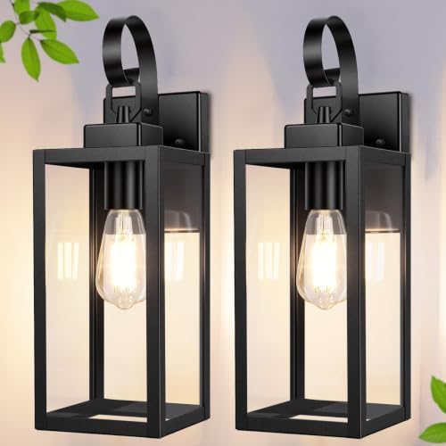 BesLowe 16.5" Large Outdoor Wall Light Fixtures, Modern Black Porch Lights by BringYourBrightFuture