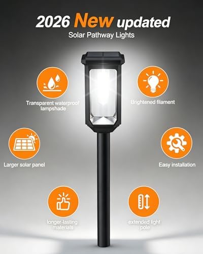 Tenmiro Solar Pathway Lights Outdoor 12 Pack, Bright Solar Garden Lights - Image 2