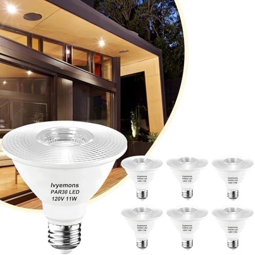PAR30 Short Neck LED Flood Light Bulbs Dimmable 11W 2700K 6 Pack by IvyemonsHouseholdLighting