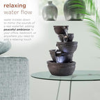 Alpine Corporation WIN1138 13" Indoor Tabletop Tiering Bowls Water Fountain with LED Lights – Cascading Water Feature for Home, Office, Meditation, and Relaxation, Dark Gray - Image 6