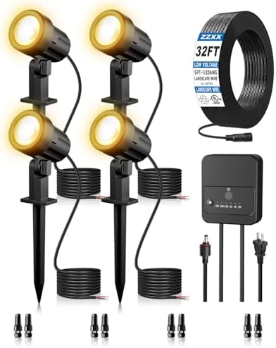 ZZXX All-in-One Low Voltage Landscape Lighting Kit Dusk to Dawn, 4-Pack by ZZXX