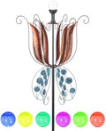 MUMTOP Wind Spinner Outdoor, Large Metal LED Kinetic Wind Sculptures, Tulip by MUMTOP