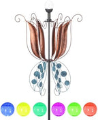 MUMTOP Wind Spinner Outdoor, Large Metal LED Kinetic Wind Sculptures, Tulip by MUMTOP