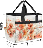 Garden Tool Bag Organizer Garden Tote Bag with Pockets Poppy Watercolor Tool Storage Organizer Gardening Tool Kit Holder 13" x 6.8" x 2.8" - Image 3