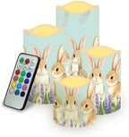 Cute Rabbit Flameless Candles LED Pillar Candles Battery Operated Candles with Remote and Timers Color Changing Electric Fake Plastic Candles Easter Decor Set of 4 by Uorisanigo