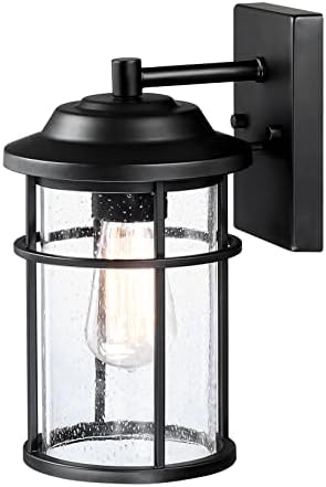 Outdoor Lights for House, Exterior Light Fixture, Waterproof Outdoor Wall Sconce Lights, Anti-Rust Black Wall Mount Lighting with Seeded Glass Shade, E26 Socket Lantern for Outside, Front Porch, Patio by PiaRicco
