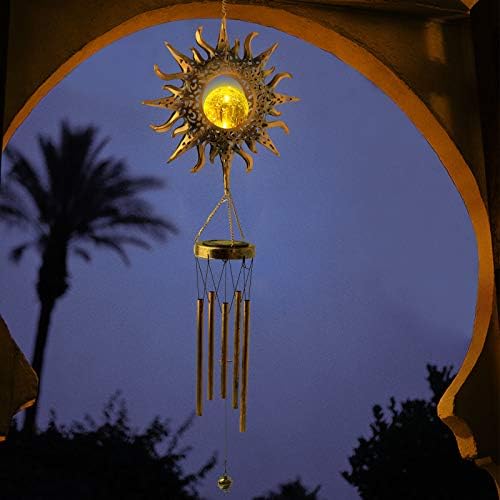 Solar Sun Light Wind Chimes for Outside for Women Gifts for Mom Grandma Wife Birthday Gift Crackle Glass Ball Windchimes Gardening Gift for Outdoor Patio Decor Yard Porch Decorations - Image 5