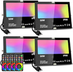 MELPO Led Flood Light 500W Equivalent, RGBW Led Outdoor Colored Floodlight by MELPO