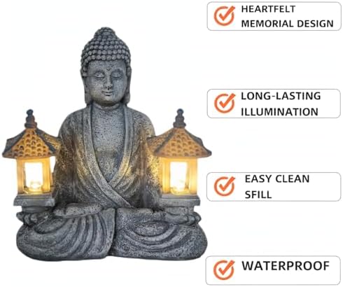 Buddha Statue for Home and Outdoor Decor Solar Powered Flickering LED,Garden Light,Courtyard Zen Meditation Spiritual Room Decor- Buddha Decor Outdoor-Ideas Gifts for Women, Mom - Image 3
