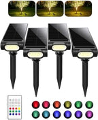 EZVALO Solar Spot Lights Outdoor IP67 Waterproof, Adjustable Solar Landscape Lights, 3 Lighting Modes Solar Spotlights for Outside Yard Garden Plant Trees Pathway Flag (Warm White-4Pack) by EZVALO