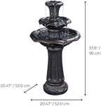 Teamson Home Lily Flower Floor Pedestal 3 Tiered Floor Waterfall Fountain with Pump for Outdoor Patio Garden Backyard Decking, 38 Inch Height, Dark Gray - Image 5