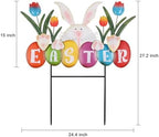 YEAHOME Easter Decorations Outdoor, Easter Letter Bunny Decorative Garden Stakes with Flowers, Metal Colorful Yard Signs for Outside Garden Porch Lawn Backyard Decorations - Image 4