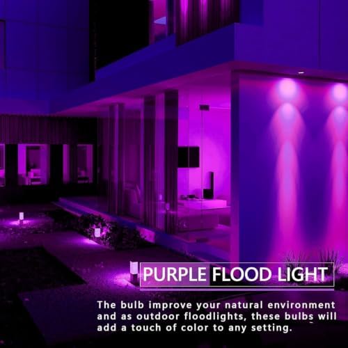 PAR38 LED Outdoor Flood Light Bulbs,Dimmable 20W(200W Equivalent) E26 Base Flood Light Bulbs,1800 Lumens LED Flood Light for Outdoor Garden,Garage,Yards,Orange Purple 4 Pack - Image 3