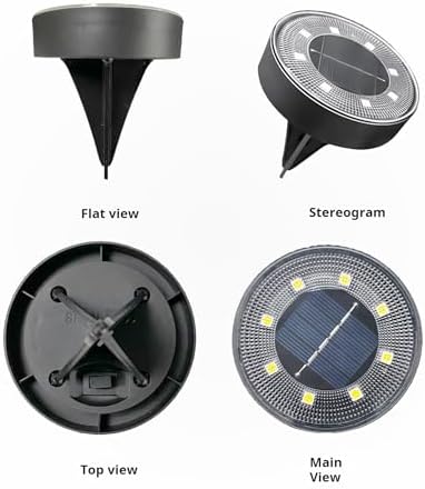 Solar Ground Lights Outdoor Waterproof IP68, 4 Pack 8 LED In Ground Solar Disc Landscape Lighting, Garden Lights Solar Powered for Outside Yard Pathway Patio Lawn Driveway Walkway(White) - Image 6