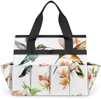 Hummingbird Garden Tool Bag, Garden Tote Storage Bag with 10 Pockets, Indoor and Outdoor Flower Bird Colourful Gardening Tool Organizer for Women Men by CURLYOOT