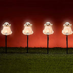 SUNSGNE Halloween Ghost Pathway Lights Outdoor, Set of 4 Ghost Halloween Stake Path Lights with C7 LED Bulbs for Outdoor Yard Walkway Garden Party Decoration - Image 5