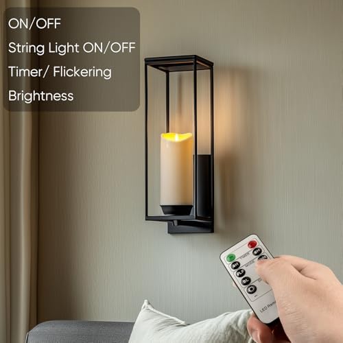 Homemory 4"x9" Outdoor Waterproof Flameless Candles with Timers and Remote Control, Battery Operated Candles, LED Plastic Candles, Ivory White, Set of 4 - Image 5