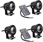 4PCS Underwater Pond Spotlight - Submersible LED Fountain Lamp, 12V/24V with Remote Control Underwater Led Lights, IP68 Waterproof Convex Mirror RGB Pool Lights,Black(RGB)-12V(10w) by Unknown