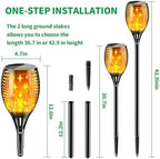 YoungPower Solar Outdoor Torch Lights Flickering Flame, 43" Outdoor Path Lights Waterproof Torch for Garden Yard Patio, 8 Pack - Image 6