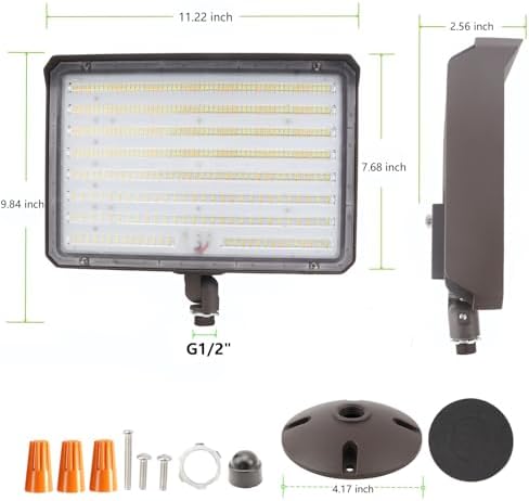 2PACK Outdoor 150W LED Flood Light with Knuckle & Plate, Dusk to Dawn 3000K/4000K/5000K 21000LM Commercial Floodlight Fixture, ETL LED Security Lighting for Landscape, Parking lot, Yard - Image 7