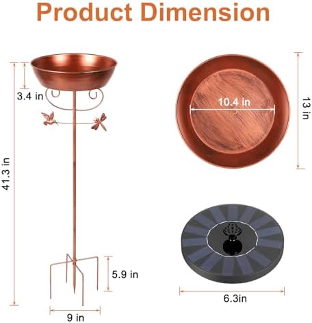 Bird Baths for Outdoors Freestanding Birdbath with Solar Powered Fountain - Image 2