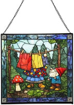 Gnome Hanging Laundry Stained Glass Suncatcher – Square Hanging Window Panel for Home, Garden, Nursery, Halloween, Christmas, Memorial Day – Whimsical Glass Art Gift for Gnome Lovers jfqeo9 by Custom