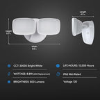 Feit Electric LED Security Light Outdoor, 28W LED Waterproof Flood Light, 2 Head, Wall Mount, Switch Operated, 2000 Lumens, 5000K Daylight, 50,000 Hour Lifespan, White, S9DFL/850/WH - Image 2