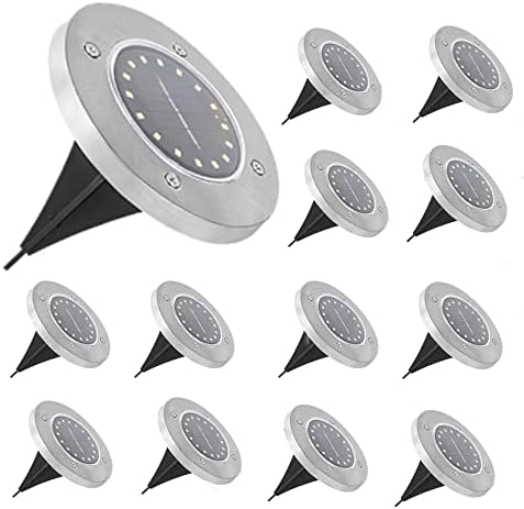 Solar Ground Lights, 10 LED Solar Powered Disk Lights,IP65 Solar Outdoor Lighting, Solar Landscape Lighting Decoration for Garden Driveway Walkway Pathway Yard Patio Lawn(Cool White) 10 Pack by CTKcom