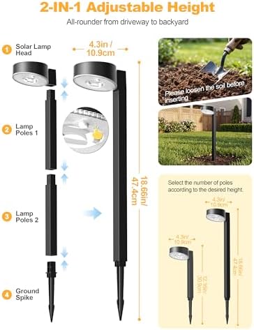 VOLISUN Solar Pathway Lights Outdoor, 12 Pack 3CCT(3000K/4500K/6000K) Bright Solar Walkway Lights, Auto On/Off, Landscape Path Lights with Optical Len & IP65 Waterproof for Yard Patio Walkway Driveway - Image 7