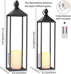 Perfnique Decorative Lanterns for Indoor & Outdoor, Set of 2 Black Metal Lanterns (22" & 19") with LED Timer Flameless Candles, Farmhouse Modern Decor for Front Porch, Patio, Mantle - Image 2